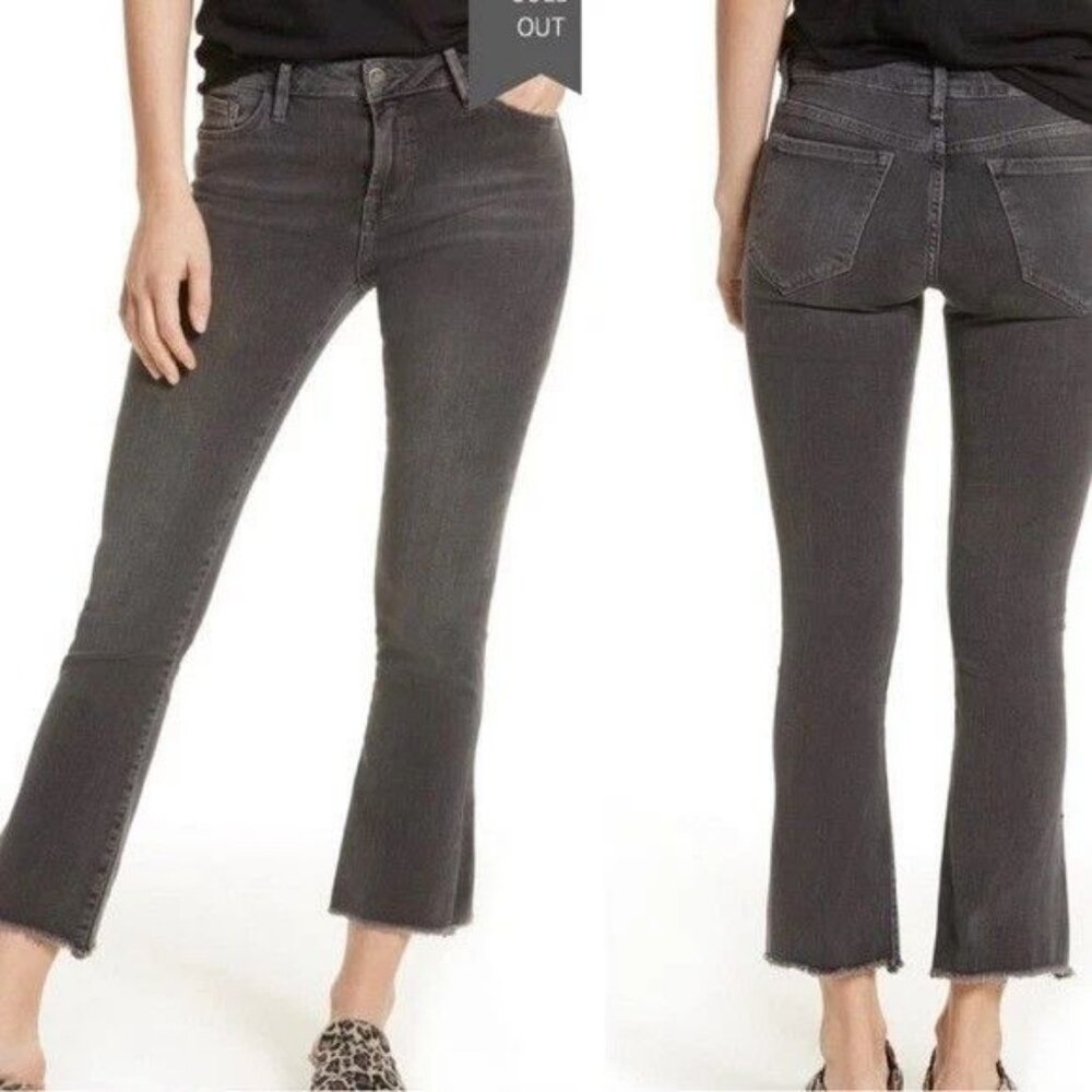 Free People Womens Jeans Size 27 Raw Hem Stretch Charcoal Grey Denim Mid Rise